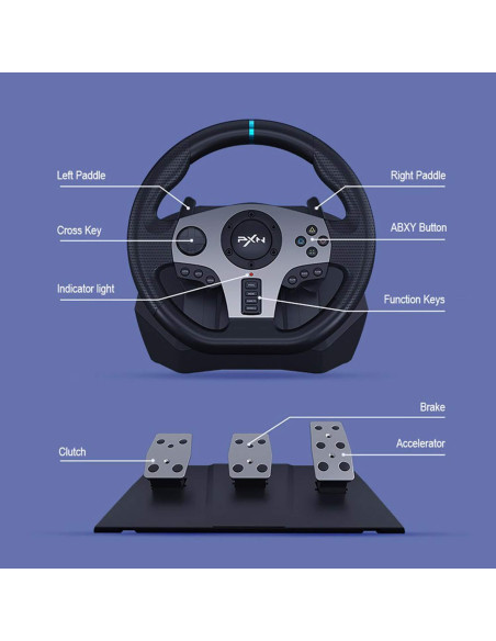 Volante de Juego PXN V9 con Pedales y Palanca de Cambios