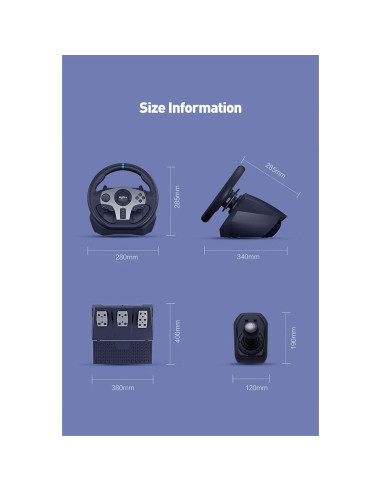 Volante de Juego PXN V9 con Pedales y Palanca de Cambios