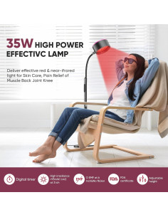 Lámpara de Terapia de Luz Roja Caromolly 2 en 1 Ajustable 2