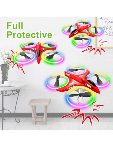 Dron Dwi Dowellin D6 Rojo para Niños con Luces LED