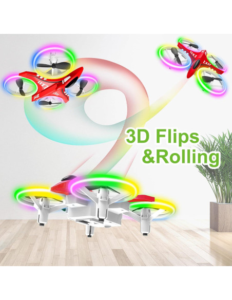 Dron Dwi Dowellin D6 Rojo para Niños con Luces LED
