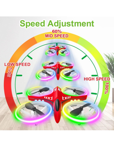 Dron Dwi Dowellin D6 Rojo para Niños con Luces LED