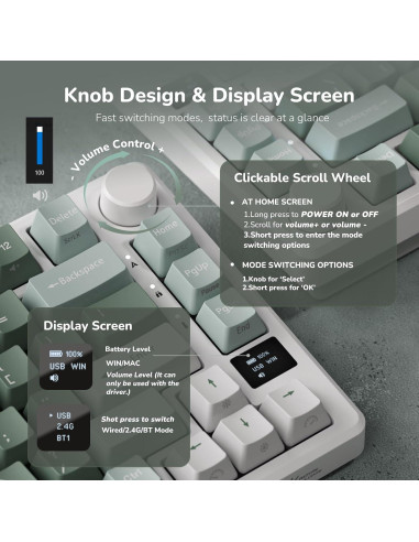 Teclado Mecánico RK ROYAL KLUDGE M75 75% RGB OLED