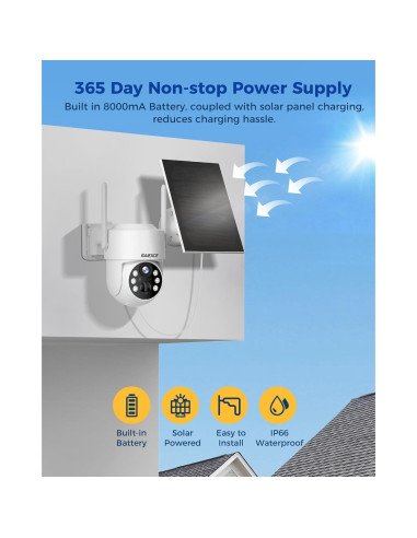 Cámara de Seguridad Solar GAIEXCE 4MP Inalámbrica 360