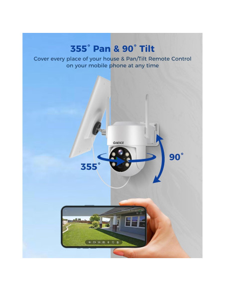 Cámara de Seguridad Solar GAIEXCE 4MP Inalámbrica 360