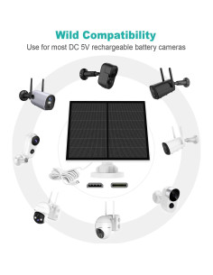 Panel Solar YCTechCam 5W para Cámara de Seguridad USB-C 2