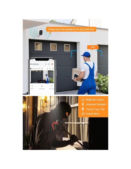 Cámara Dzees Inalámbrica 2K con Alarma y Visión Nocturna