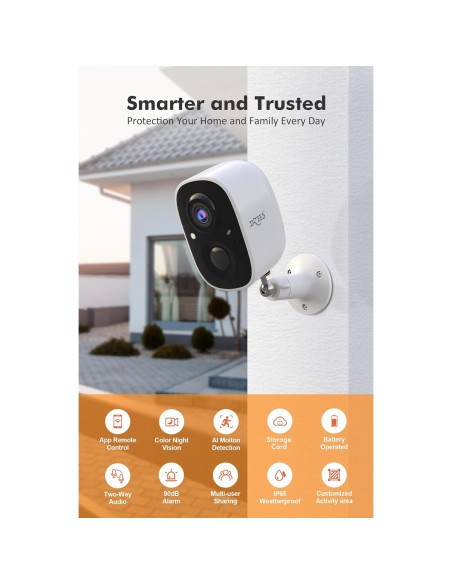 Cámara Dzees Inalámbrica 2K con Alarma y Visión Nocturna