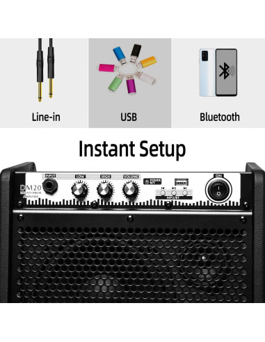 Amplificador Coolmusic DM20 20W Bluetooth Portátil