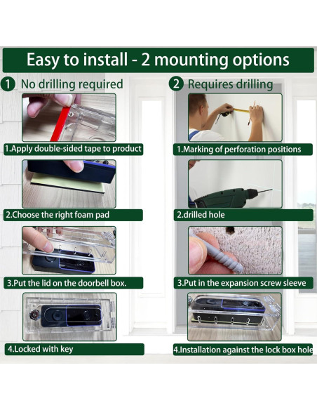 Soporte de timbre de video Groword antirrobo 14x5.5 cm