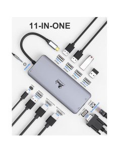 Estación de Acoplamiento USB C LIONWEI 11 en 1 4K HDMI 2