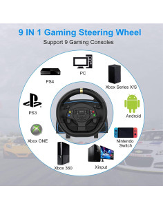 DOYO Rueda de Carreras Gaming 1080 con Pedales Negro 2