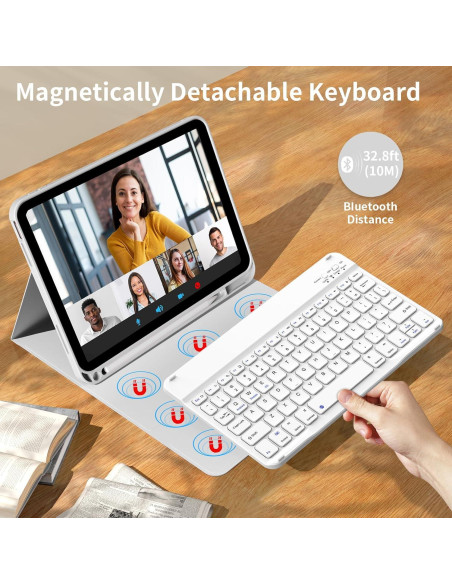 Funda con Teclado KenKe para iPad 11/10 Gen Gris