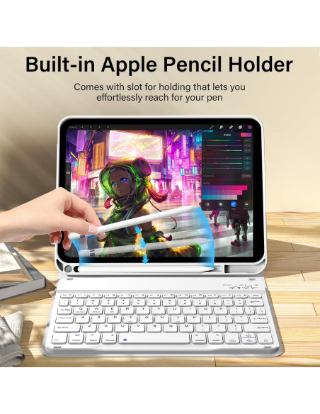 Funda con Teclado KenKe para iPad 11/10 Gen Gris