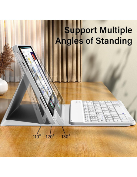 Funda con Teclado KenKe para iPad 11/10 Gen Gris