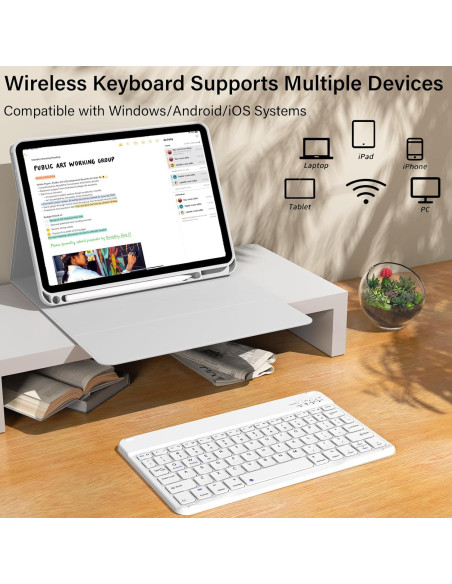 Funda con Teclado KenKe para iPad 11/10 Gen Gris