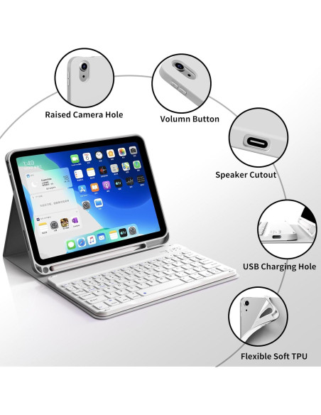 Funda con Teclado KenKe para iPad 11/10 Gen Gris