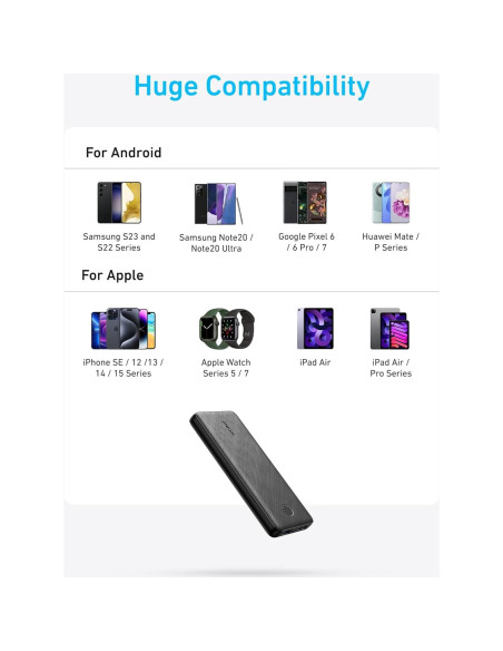 Anker Power Bank 10,000mAh USB-C Carga Rápida Negro - Paquete de 2