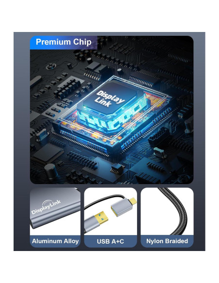 Adaptador USB C a Doble HDMI SWITCHFLUX 4K 60Hz Mac/Windows