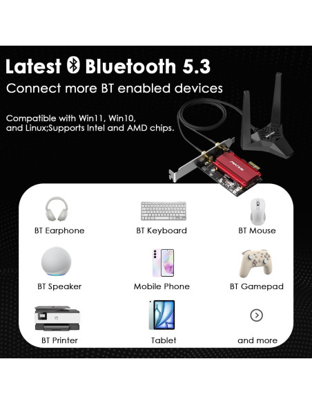 Tarjeta de Red WAVLINK WiFi 6E AX5400M PCIe Bluetooth 5.3