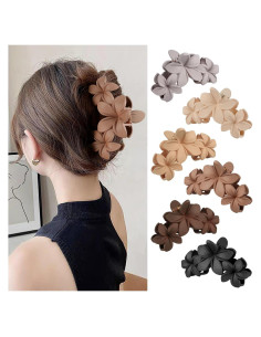 Pinzas de Pelo Gift4U con Flor Hawaiana - Juego de 6 Neutras