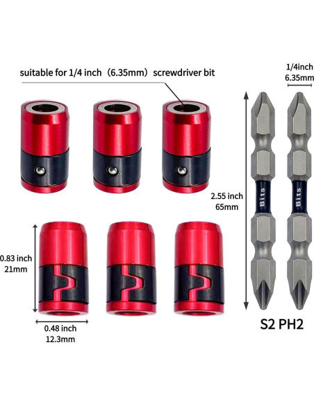 Juego de 6 Soportes Magnéticos JFOGO + 2 Puntas PH2