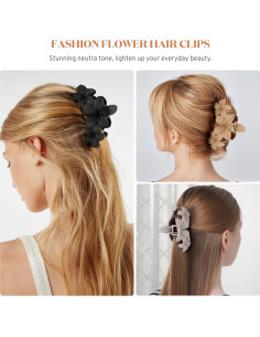 Pinzas de Pelo Gift4U con Flor Hawaiana - Juego de 6 Neutras 2