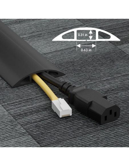 Cubierta de Cable de Suelo D-Line 6 Pies Negra Antideslizante