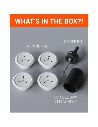 Ocultadores de Cables ECHOGEAR - Paquete de 4 Blancos