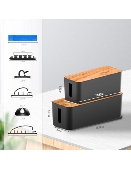 Caja Organizadora de Cables CABLE GARDEN 2 Piezas Negro