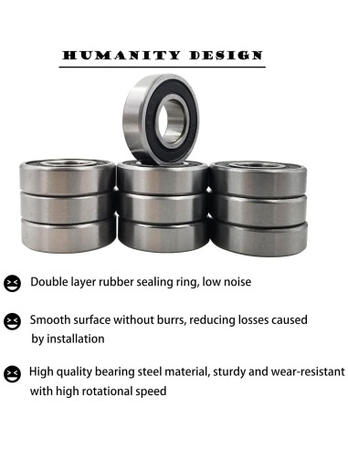 5 PCS Balero R8-2RS 12.7mm Doble Sellado para Electrodomésticos