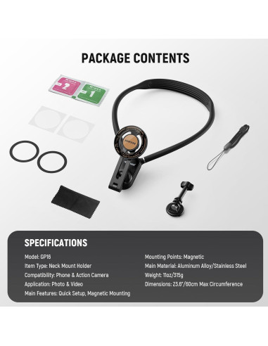 Soporte Magnético para Cuello NEEWER GP16 para Teléfono y Cámara