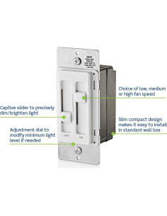 Control de Ventilador y Luz Leviton SureSlide 66DF-10T Almendra 2