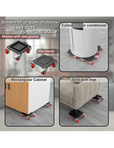 Carretilla de Muebles MYUEA 5 Ruedas 1498 kg con Freno