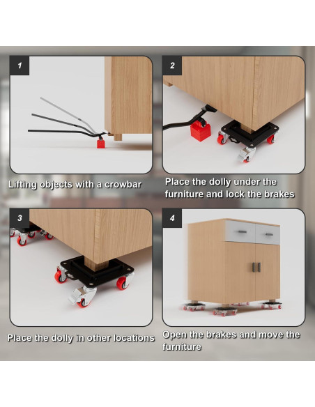 Carretilla de Muebles MYUEA 5 Ruedas 1498 kg con Freno