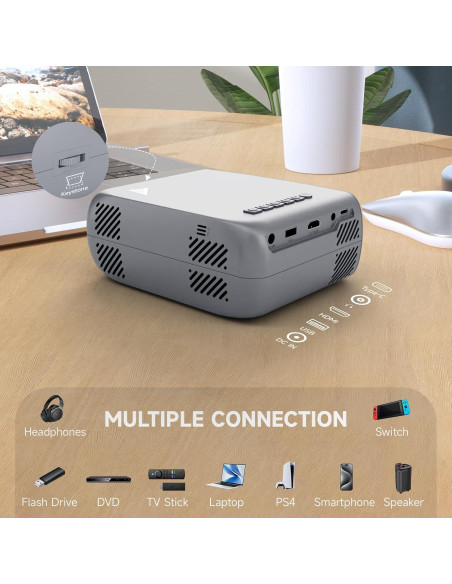 Mini Proyector Ohdil Wifi Gris 1080P Portátil 170"