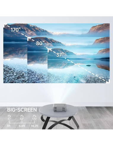 Mini Proyector Ohdil Wifi Gris 1080P Portátil 170"