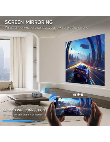 Mini Proyector Ohdil Wifi Gris 1080P Portátil 170"