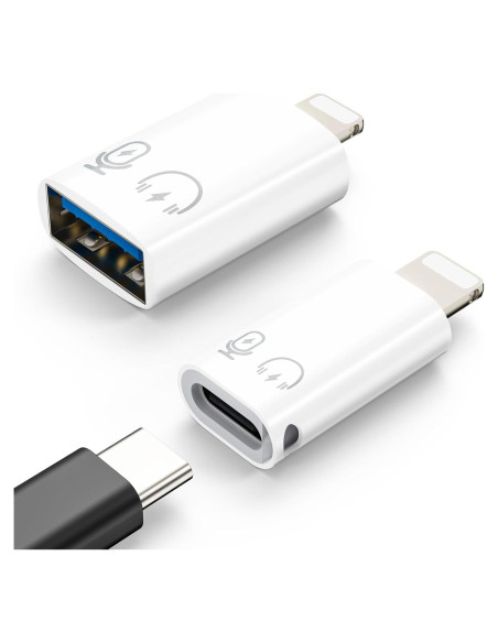 Adaptador MoKo USB C a Lightning y USB A, carga 10W