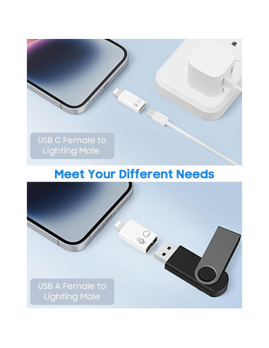 Adaptador MoKo USB C a Lightning y USB A, carga 10W