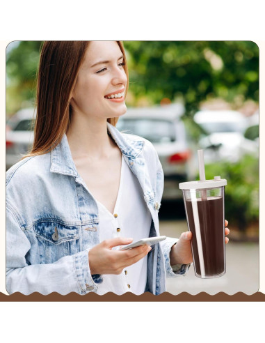 Honeydak 2 Vasos Reutilizables 24 oz para Café Helado Blanco