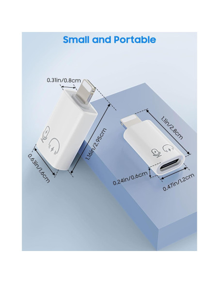 Adaptador MoKo USB C a Lightning y USB A, carga 10W
