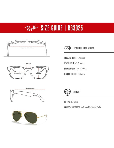 Gafas de sol Ray-Ban RB3025 Aviator Unisex Oro/Gris 55mm