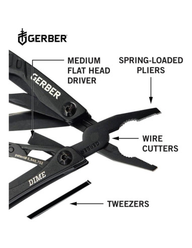 Multiherramienta EDC Gerber Dime 12-en-1 - Negro