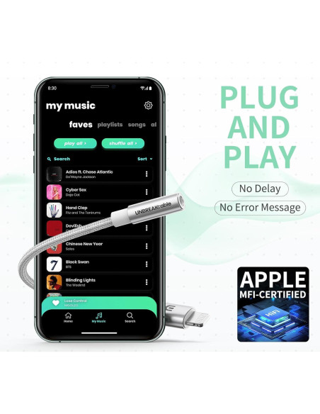 Adaptador de Auriculares UNBREAKcable Lightning a 3.5mm