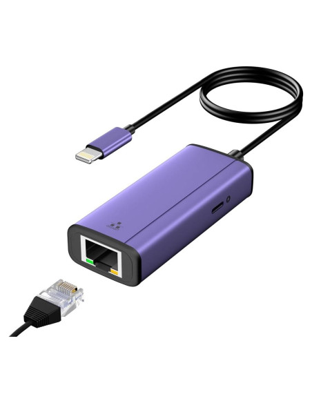 Adaptador Lightning a Ethernet Sunshot 2 en 1 RJ45 50 cm