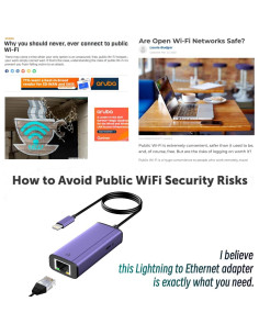 Adaptador Lightning a Ethernet Sunshot 2 en 1 RJ45 50 cm 2