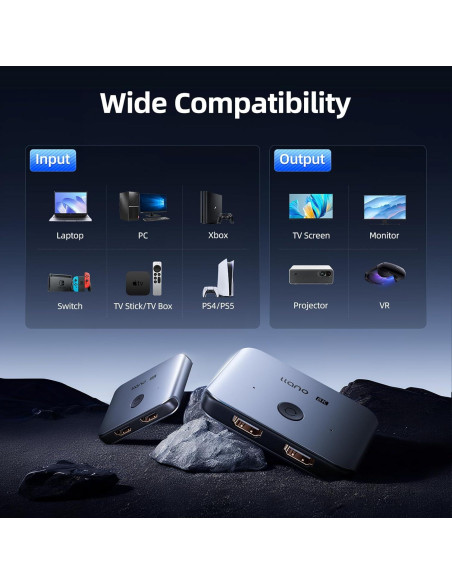 Switch HDMI 2.1 llano 8K 4K@120Hz Selector Aluminio