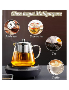 Tetera de vidrio borosilicato XINHUISHQZ 550ml con infusor 2