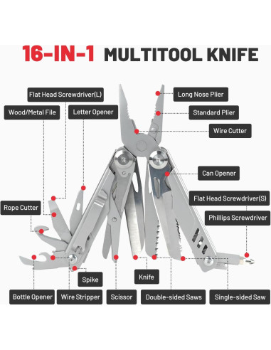 ZKH Multi-Herramienta 16 en 1 Acero Inoxidable EDC